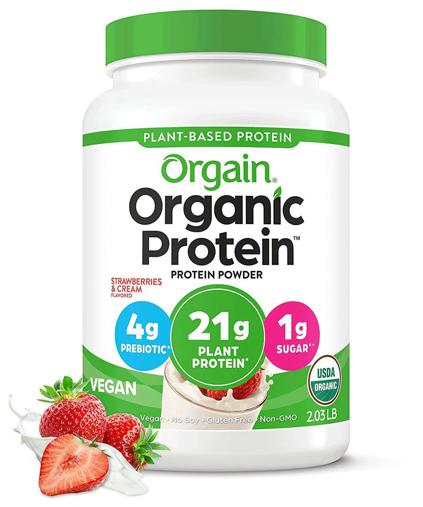 Orgain Organic Vegan 21g Protein Powder - Plant Based Strawberries & Cream -- 32.4 oz