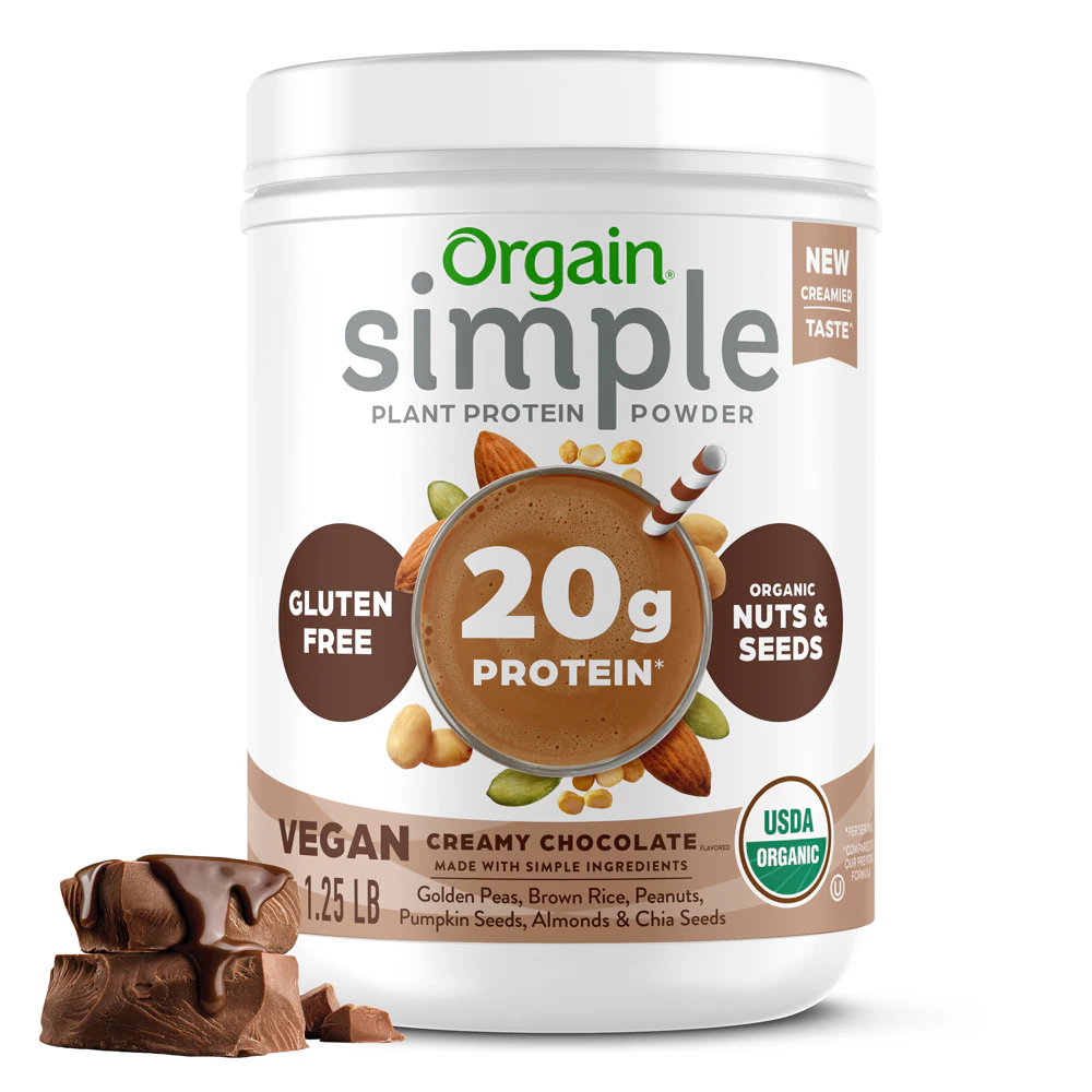 Orgain Simple Organic Plant Protein Powder Creamy Chocolate -- 20 oz