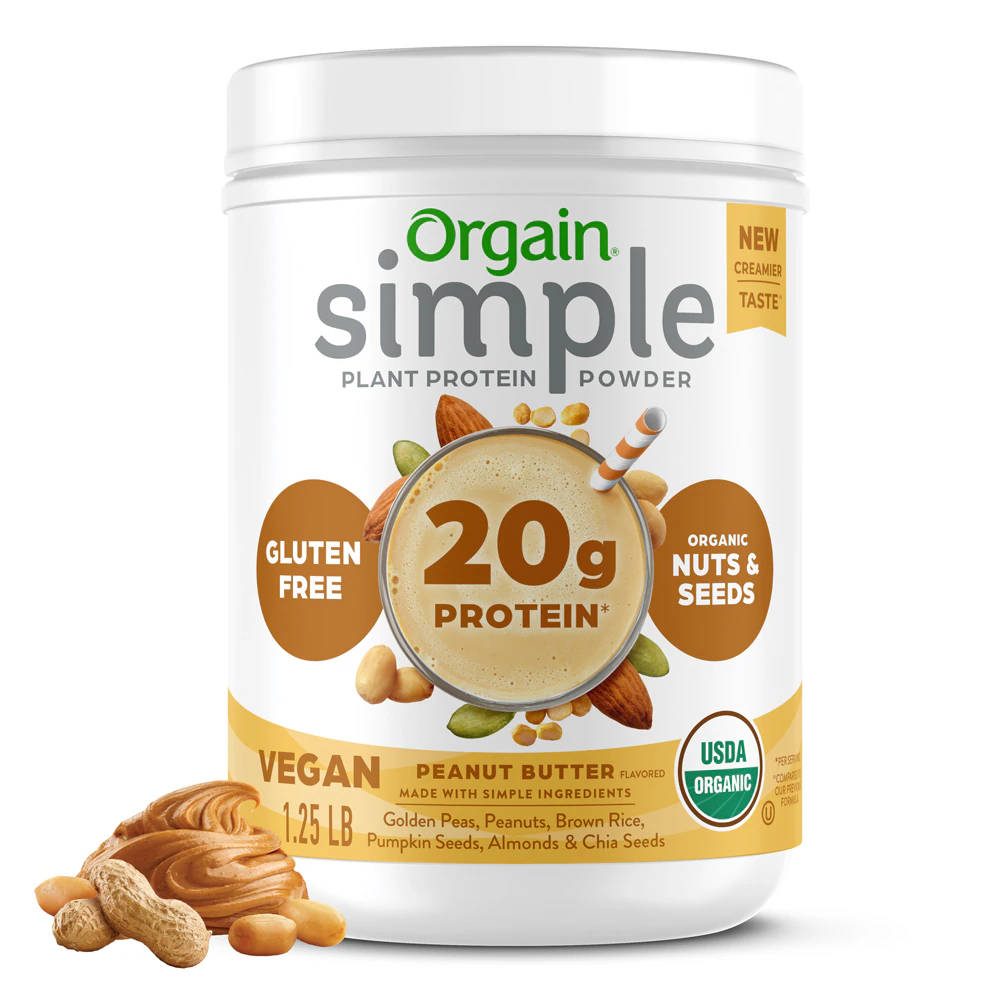 Orgain Simple Organic Plant Protein Powder Peanut Butter -- 20 oz