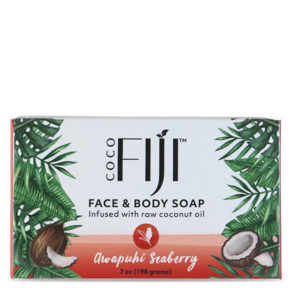 Organic Fiji Face & Body Coconut Oil Bar Soap Awapuhi Seaberry -- 7 oz