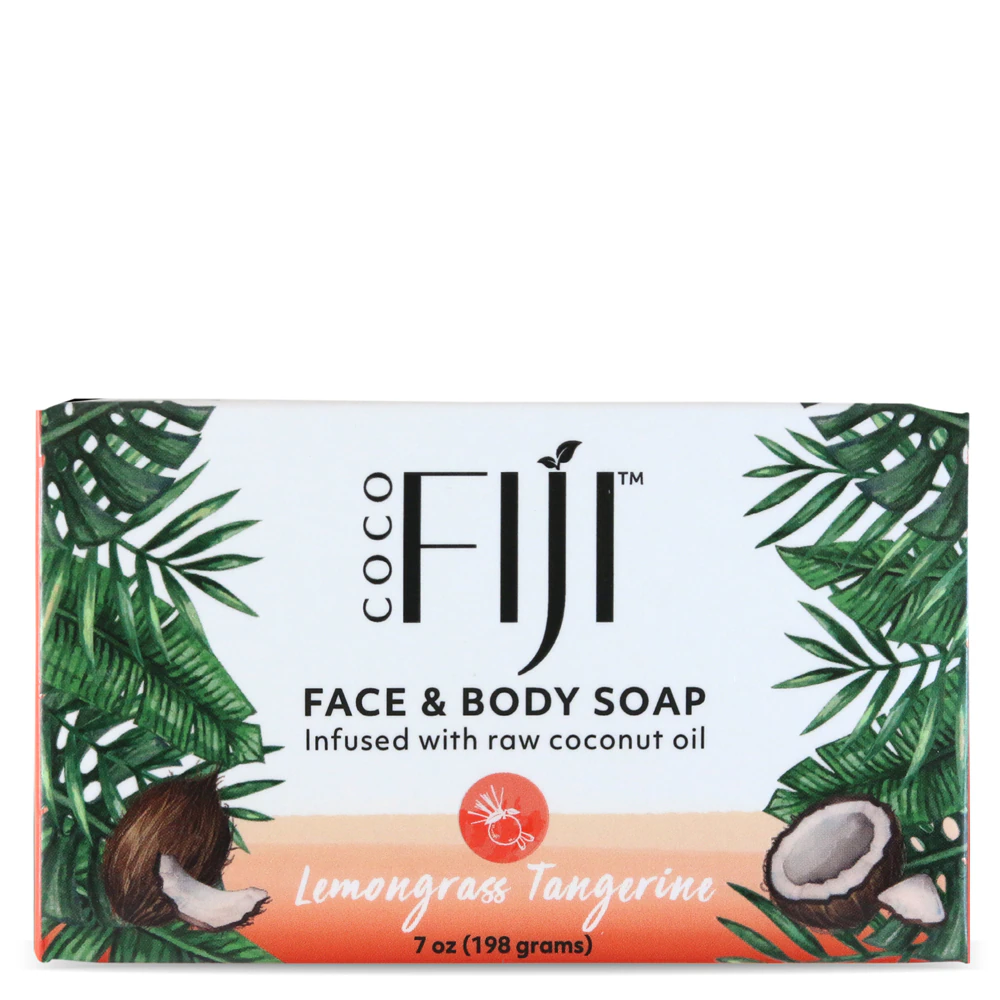 Organic Fiji Face & Body Coconut Oil Bar Soap Lemongrass Tangerine -- 7 oz