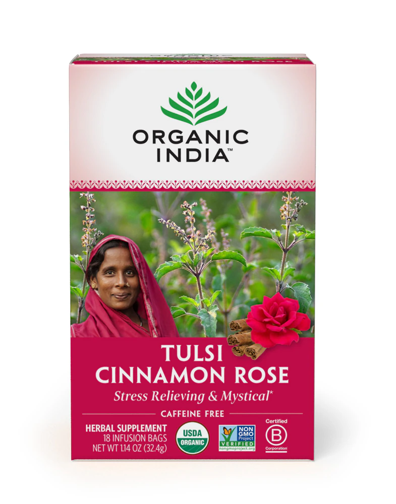 Organic India Tulsi Tea Cinnamon Rose -- 18 Tea Bags