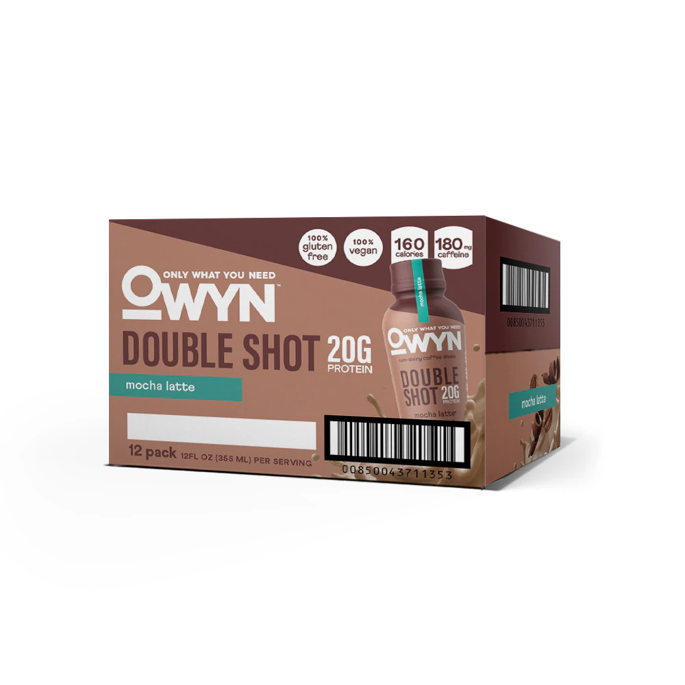 OWYN Double Shot Non Dairy Protein Coffee Shakes Mocha Latte -- 12 fl oz Each / Pack of 12
