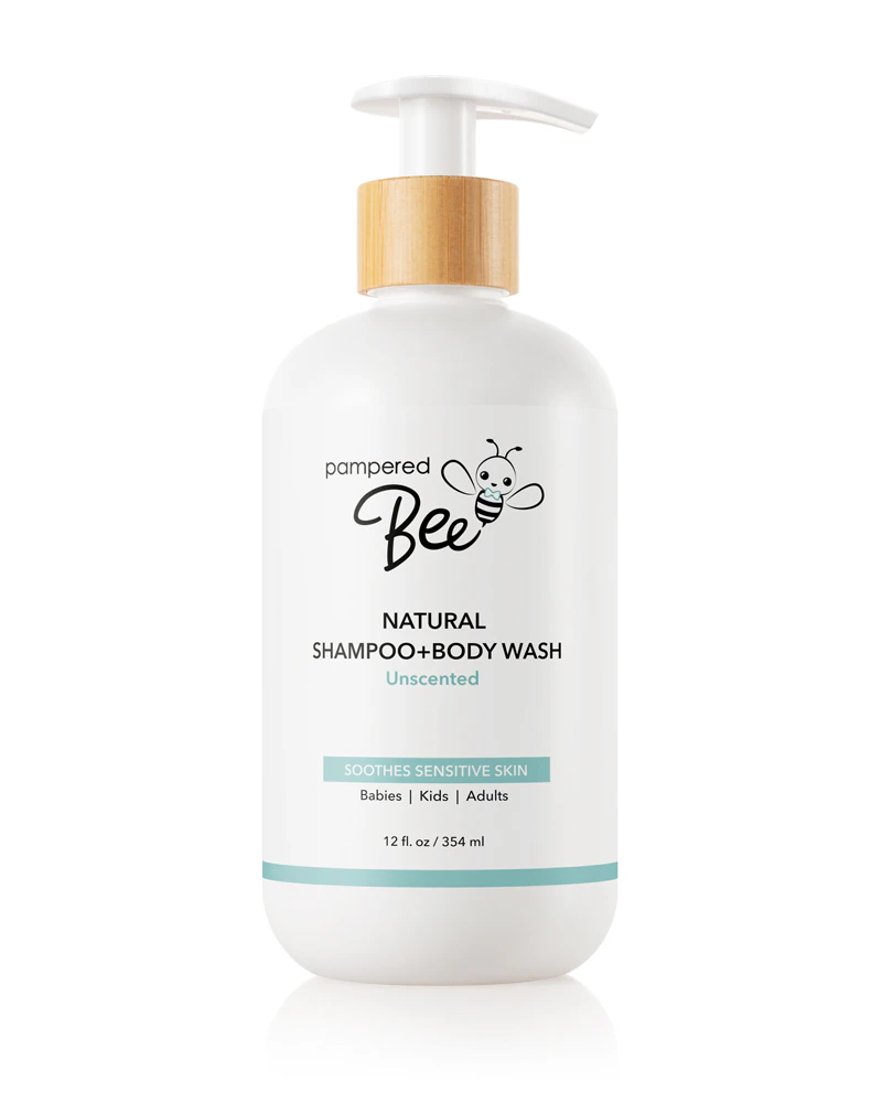Pampered Bee Natural Shampoo & Body Wash Baby Kids Adults Unscented -- 12 fl oz