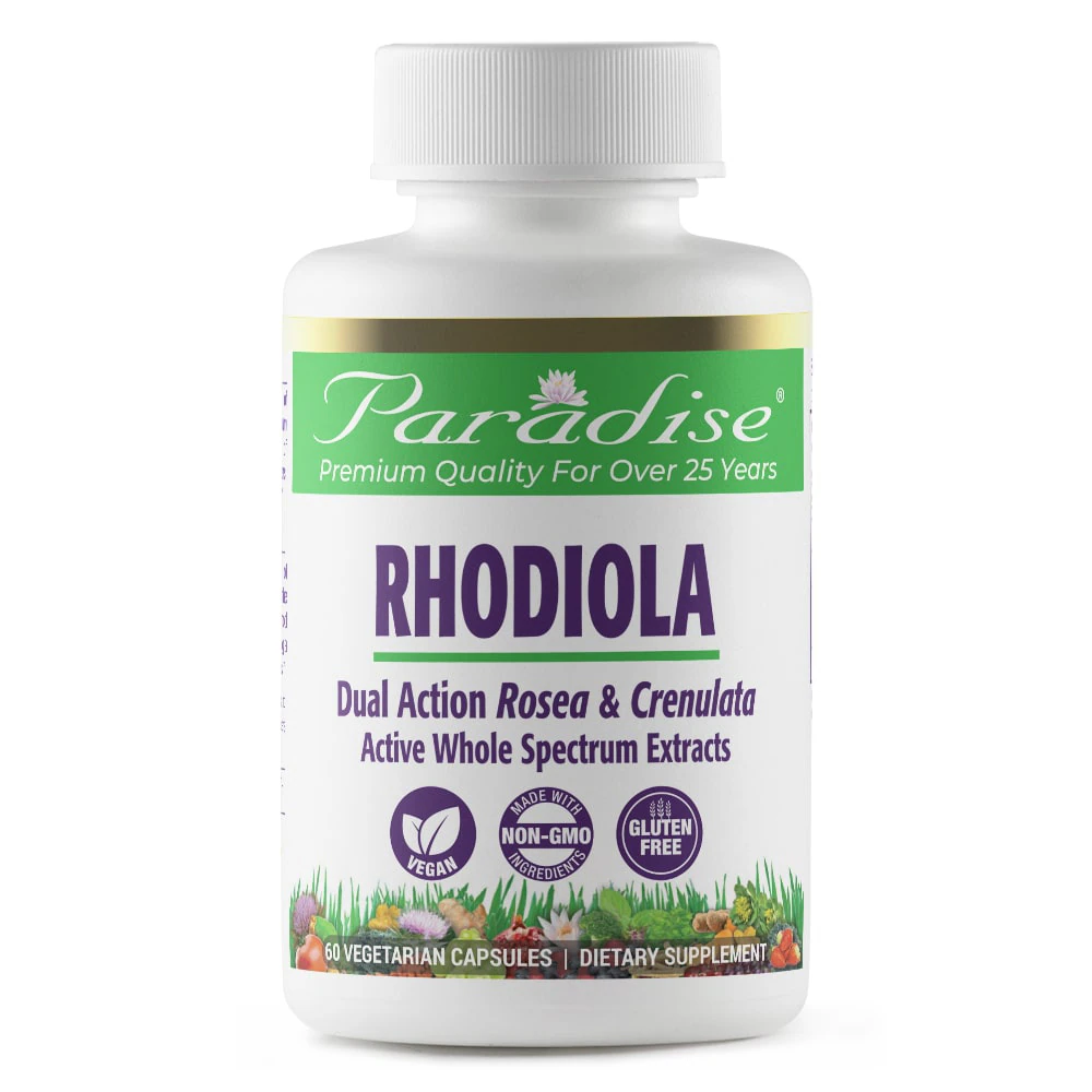 Paradise Herbs Dual Action Rhodiola -- 60 Vegetarian Capsules