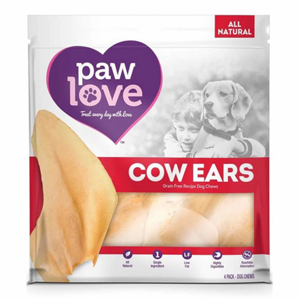 PawLove Natural Cow Ears -- 4 Dog Treats