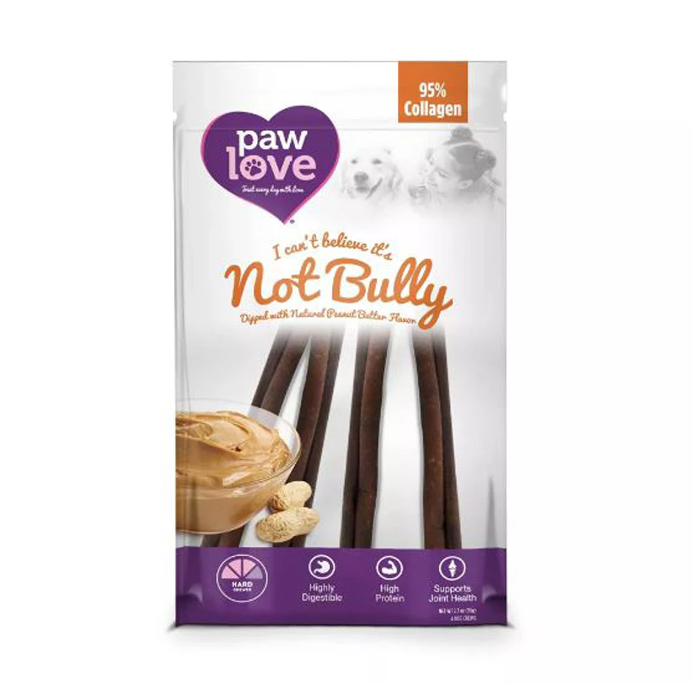PawLove Not Bully Peanut Butter Sticks 6 Inch Dog Treats -- 4 Dog Treats