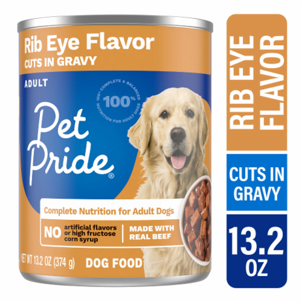 Pet Pride Adult Wet Dog Food Rib Eye Flavor Cuts in Gravy -- 13.2 oz