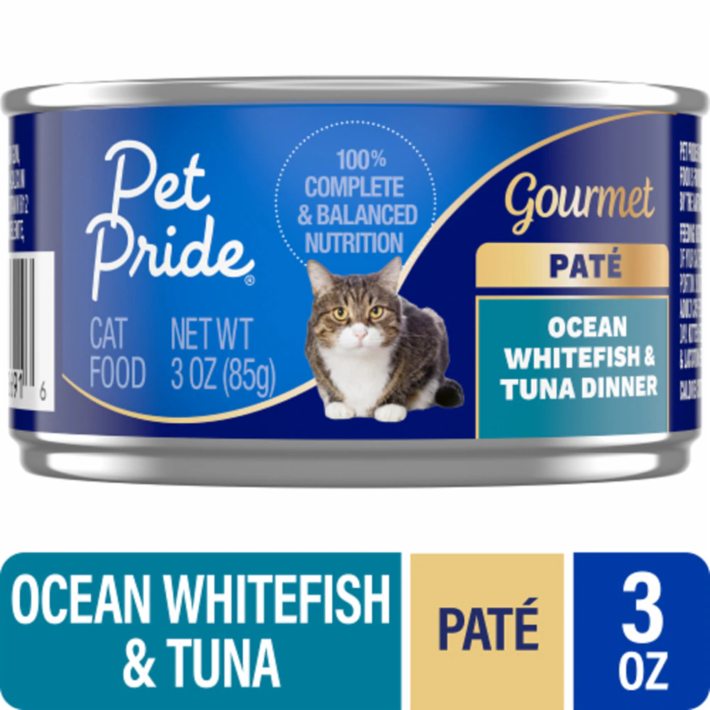Pet Pride All Life Stages Wet Cat Food Gourmet Pate Ocean Whitefish & Tuna Dinner -- 3 oz