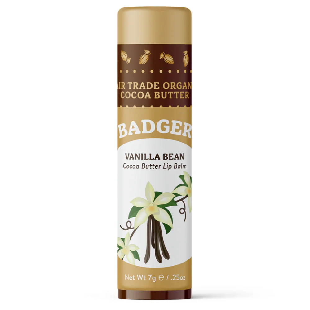 Badger Organic Cocoa Butter Lip Balm Vanilla Bean -- 0.25 oz