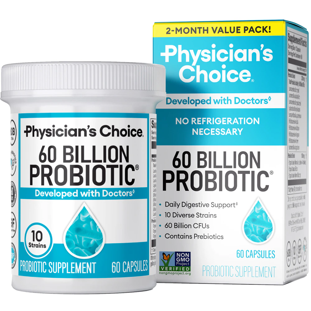 Physician's Choice 60 Billion Probiotic with Prebiotic Fiber Blend -- 60 Delayed-Release Veggie Capsules