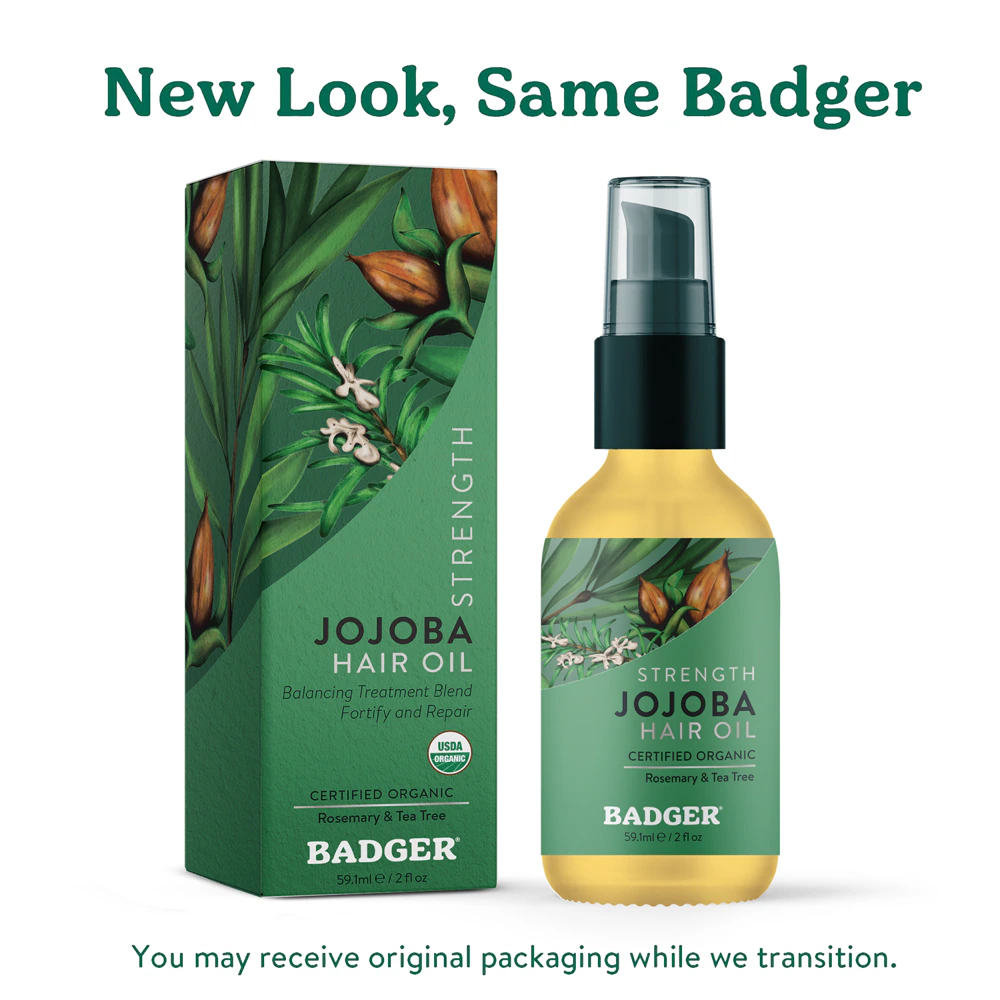 Badger Organic Jojoba Rosemary & Tea Tree Herbal Hair Oil -- 2 fl oz