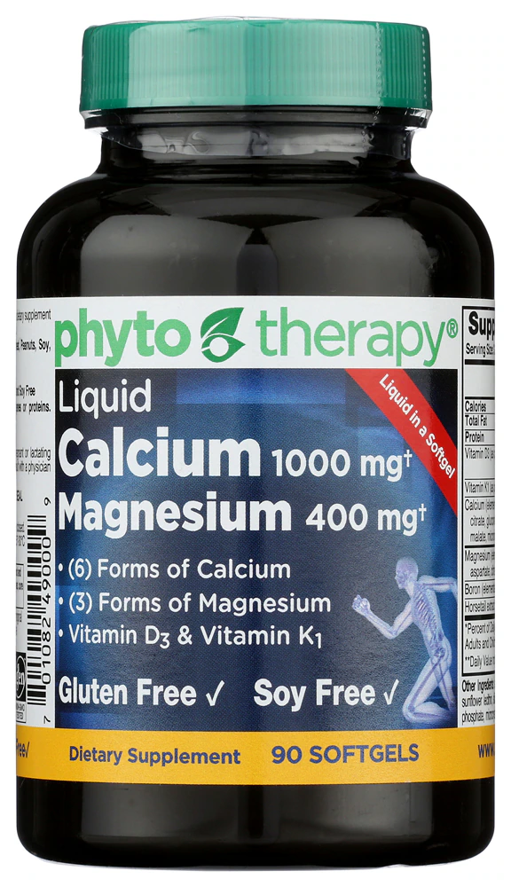 Phyto Therapy Liquid Calcium with Magnesium -- 1000 mg (Calcium) - 400 mg (Magnesium) - 90 Softgels