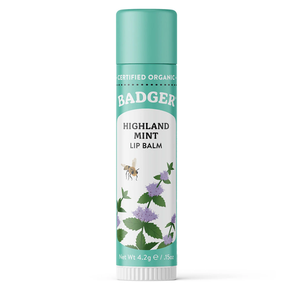 Badger Organic Lip Balm Highland Mint -- 0.15 oz