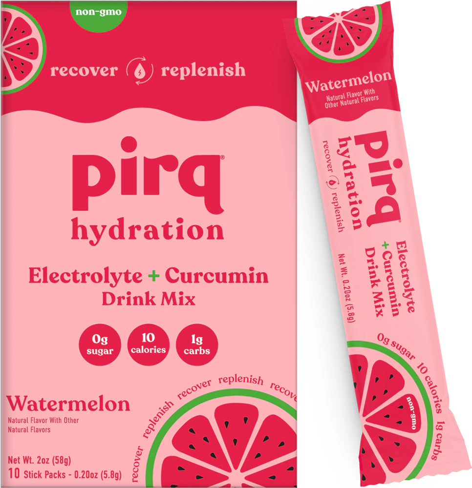 Pirq Electrolyte Drink Mix - Hydration Powder Packets Watermelon -- 10 Packets