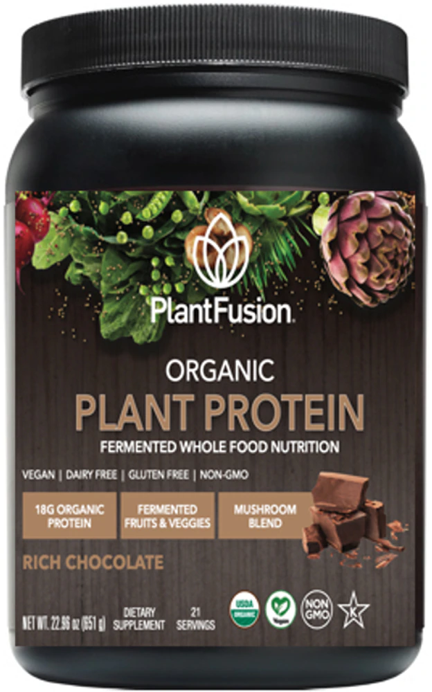 PlantFusion Organic Fermented Vegan Protein Powder Chocolate -- 21 Servings