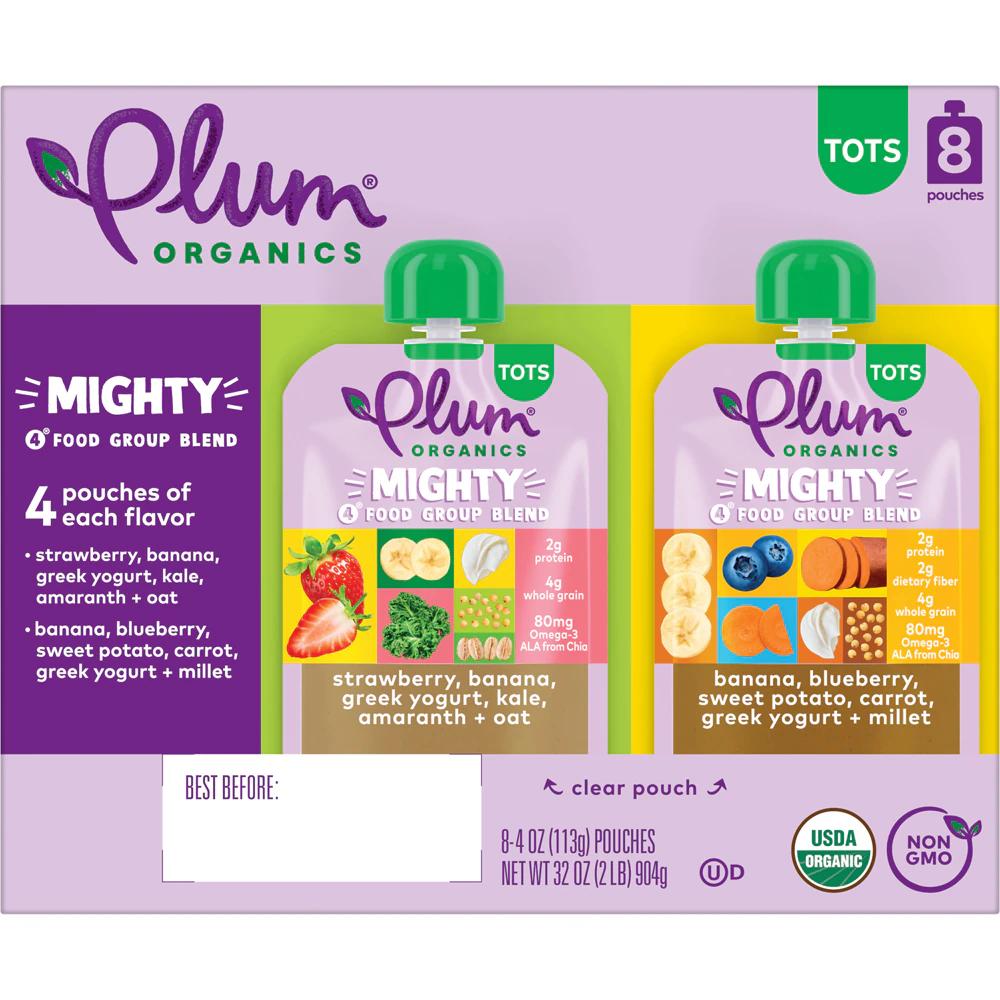 Plum Organics Food Group Toddler Mighty 4 Variety Pack -- 8 Pouches