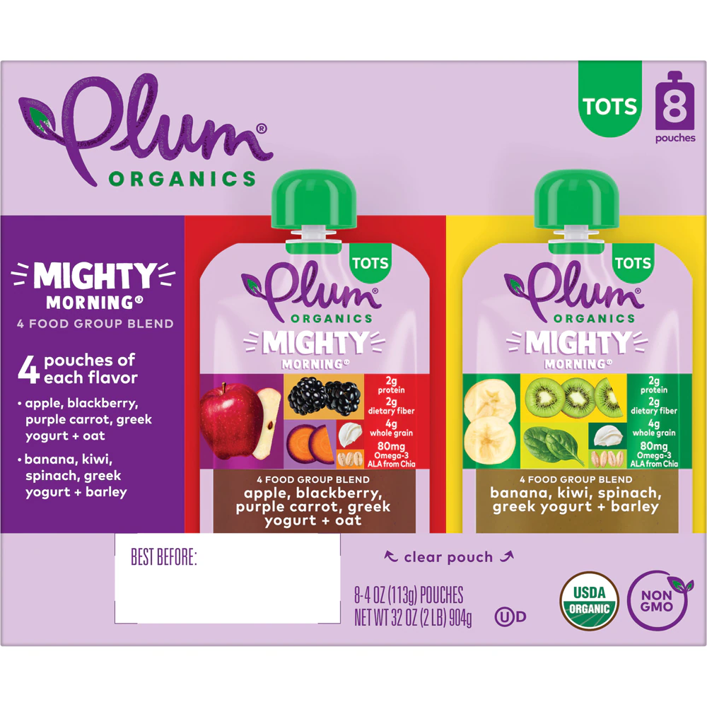 Plum Organics Food Group Toddler Mighty Morning Variety Pack -- 8 Pouches