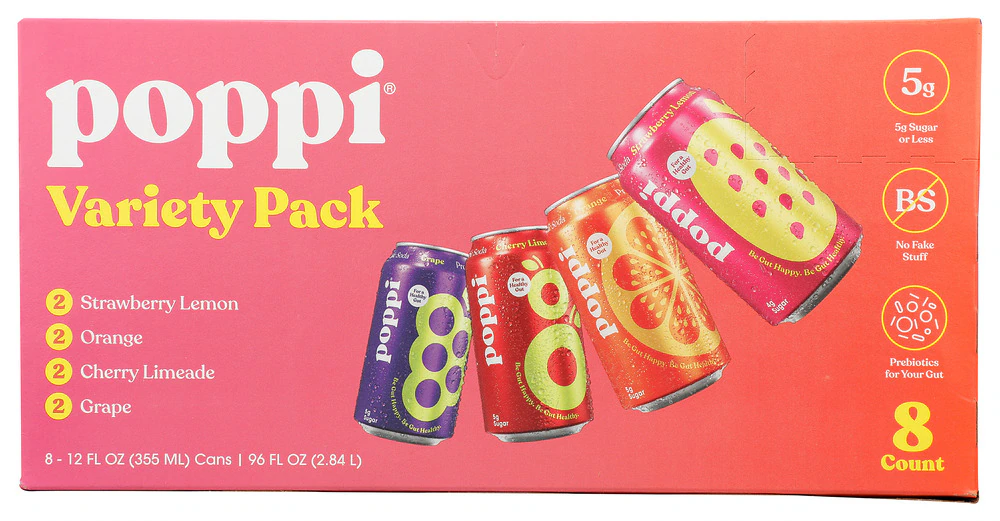 Poppi Prebiotic Soda Variety Pack -- 12 fl oz Each / 8 Pack