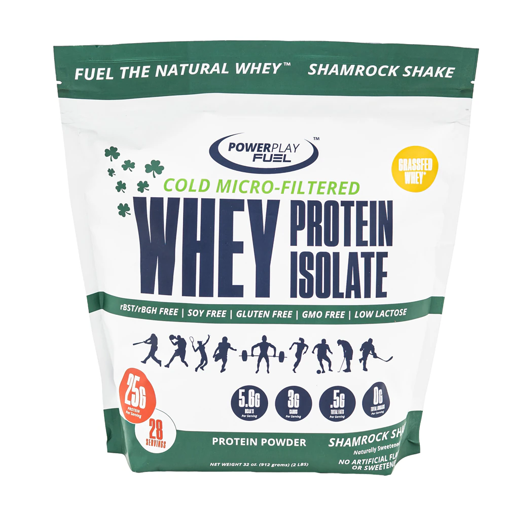 Power Play Fuel Whey Protein Isolate Powder - Informed Sport Certified Shamrock Shake -- 32 oz