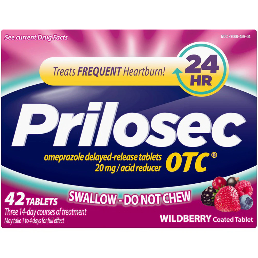 Prilosec OTC 24 Hour Wild Berry -- 42 Coated Tablets