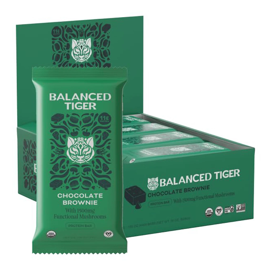 Balanced Tiger Protein Bar Organic Vegan Chocolate Brownie -- 1.55 oz Each / Pack of 12