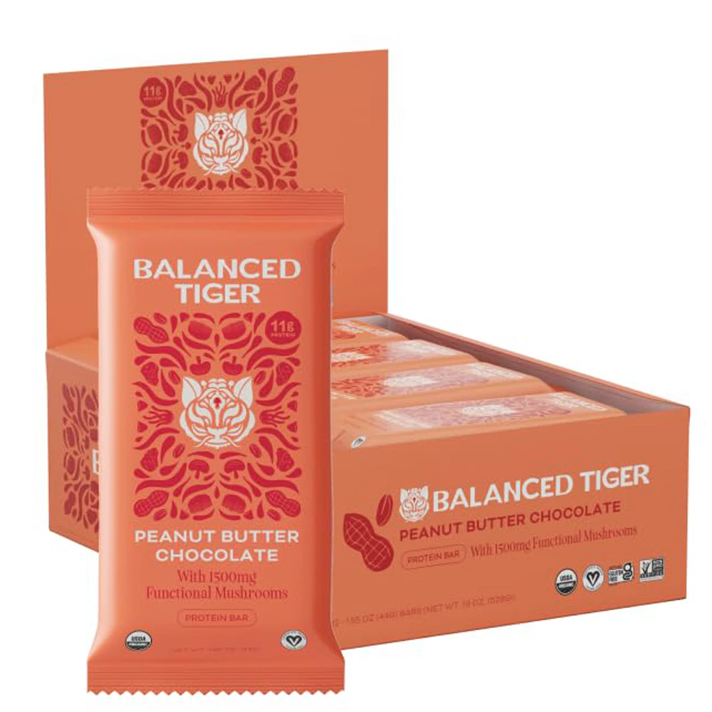 Balanced Tiger Protein Bar Organic Vegan Peanut Butter Chocolate -- 1.55 oz Each / Pack of 12