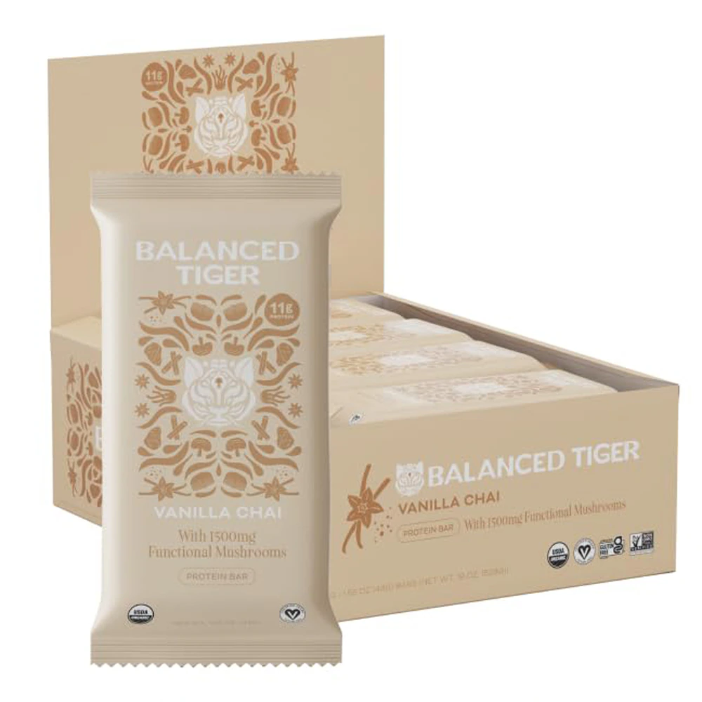 Balanced Tiger Protein Bar Organic Vegan Vanilla Chai -- 1.55 oz Each / Pack of 12