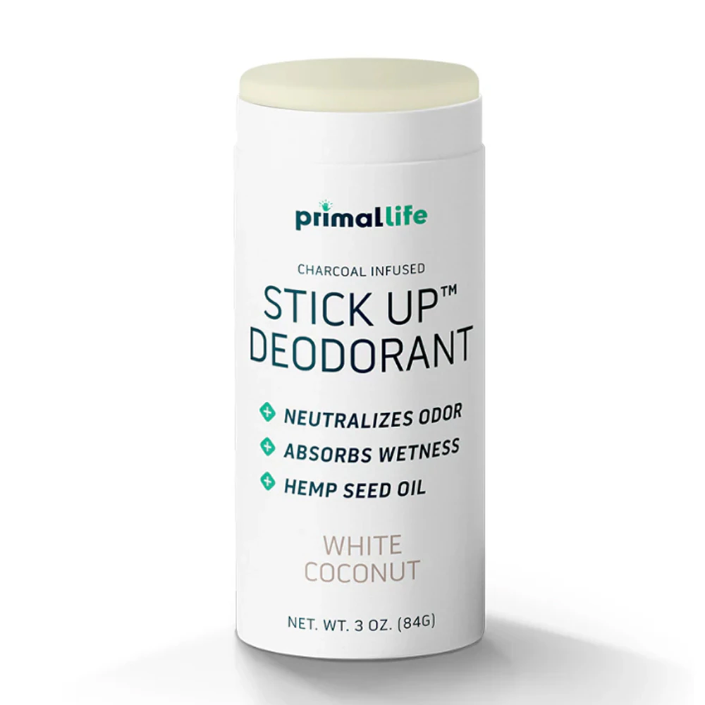 Primal Life Organics Natural Deodorant Stick Up Plastic Free - White Coconut -- 3 oz