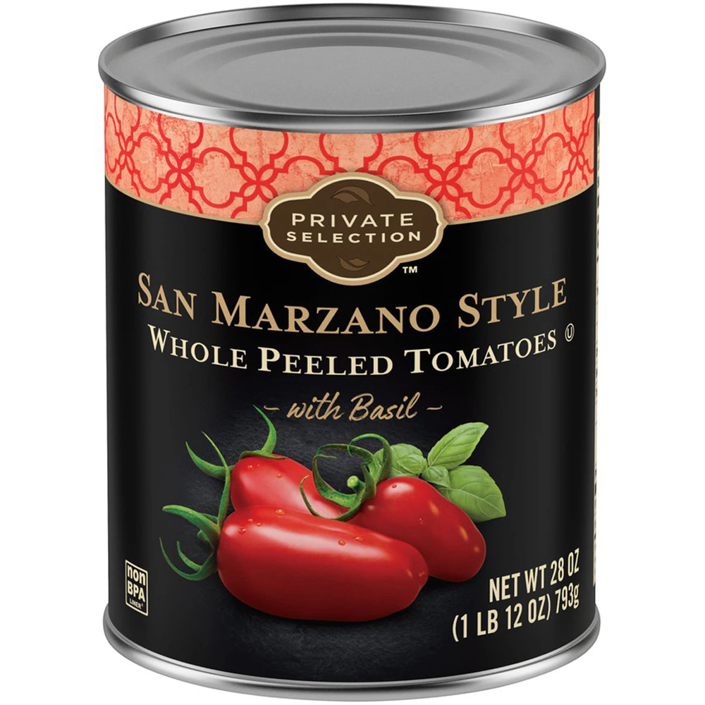 Private Selection San Marzano Style Whole Peeled Tomatoes With Basil -- 28 oz