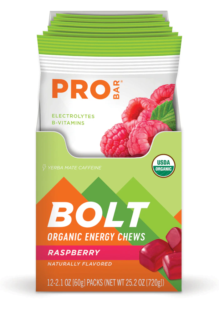 PROBAR Bolt Organic Energy Chews - Gluten Free Raspberry -- 12 Pouches