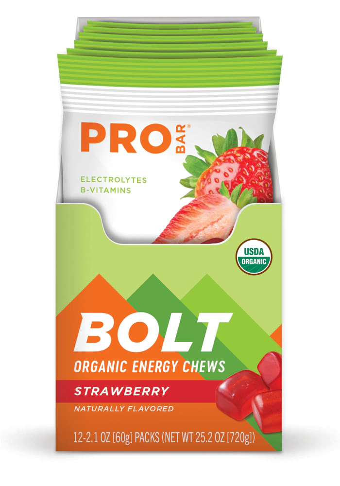 PROBAR Bolt Organic Energy Chews - Gluten Free Strawberry -- 12 Pouches
