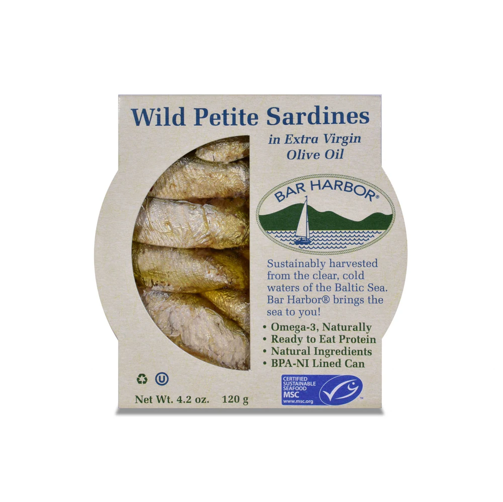 Bar Harbor Wild Petite Sardines in Extra Virgin Olive Oil -- 4.3 oz