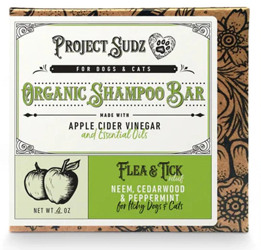 Project Sudz Dog & Cat Organic Shampoo Bar Flea & Tick Relief -- 4 oz