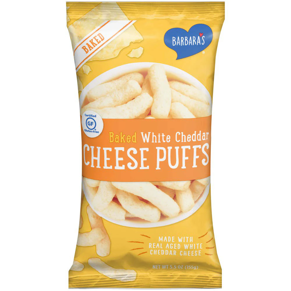 Barbara's Baked Cheese Puffs All Natural Gluten Free White Cheddar -- 5.5 oz