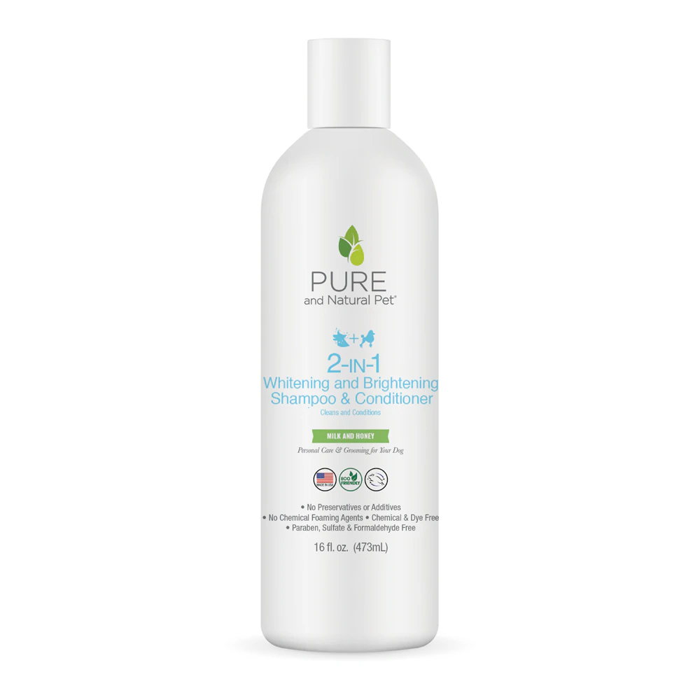 Pure and Natural Pet 2-In-1 Whitening & Brightening Dog Shampoo & Conditioner Milk & Honey -- 16 fl oz