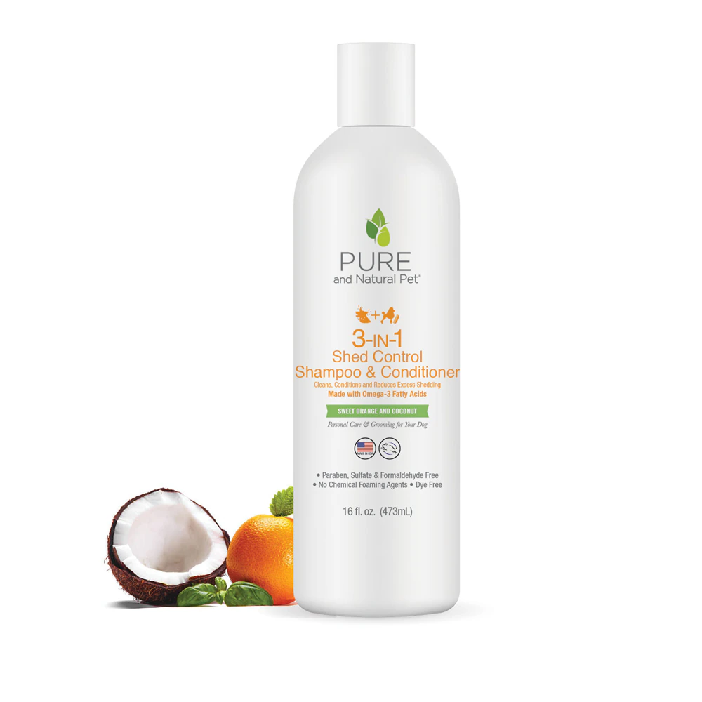 Pure and Natural Pet 3-In-1 Shed Control Dog Shampoo & Conditioner Sweet Orange & Coconut -- 16 fl oz