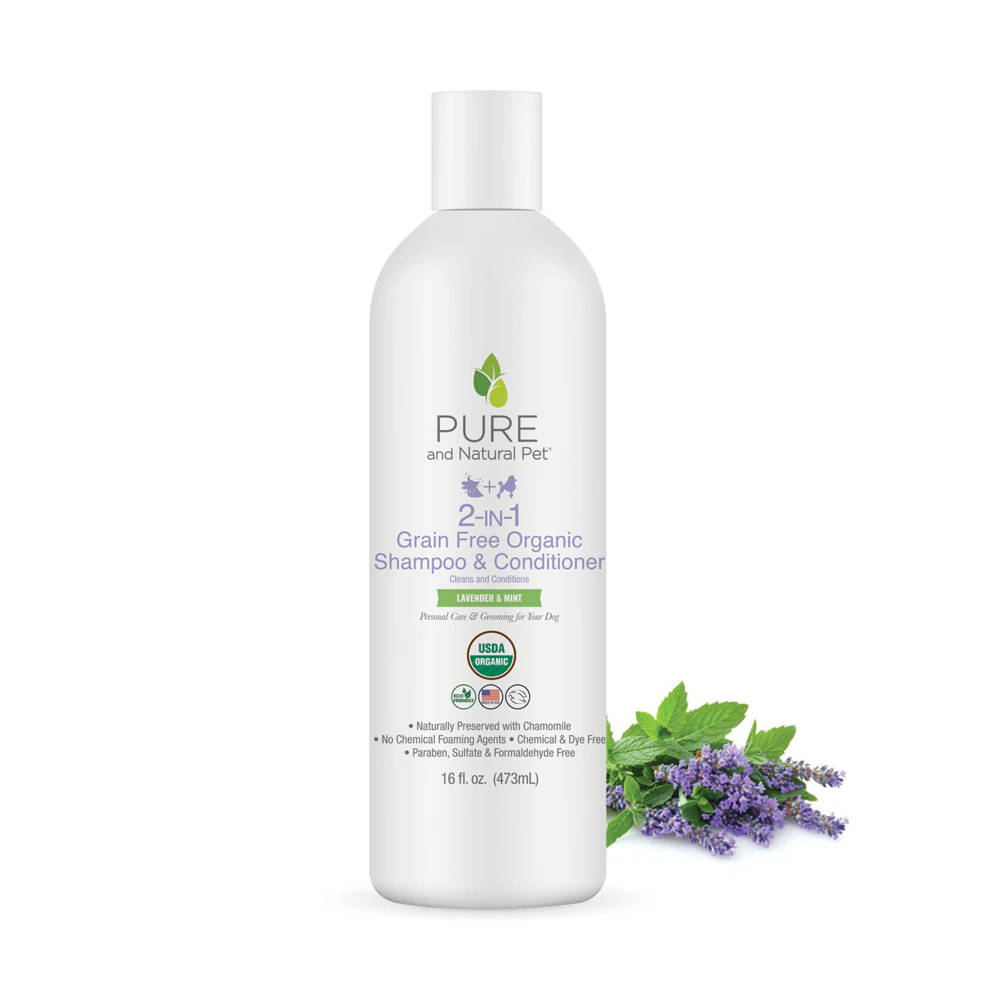 Pure and Natural Pet Organic 2-In-1 Dog Shampoo and Conditioner Lavender & Mint -- 16 fl oz