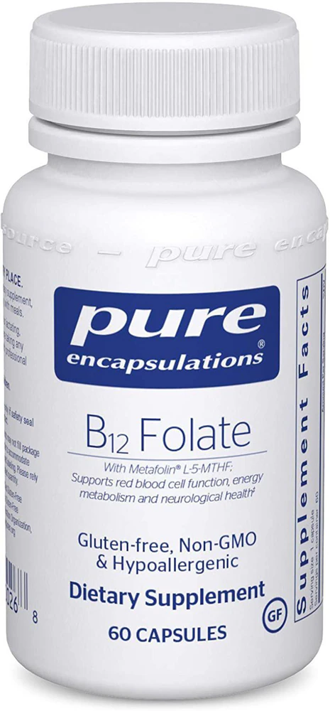 Pure Encapsulations B12 Folate with Metafolin? L-5-MTHF -- 60 Capsules