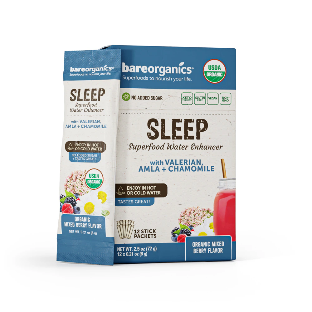 BareOrganics Sleep Superfood Water Enhancer Mixed Berry -- 12 Packets