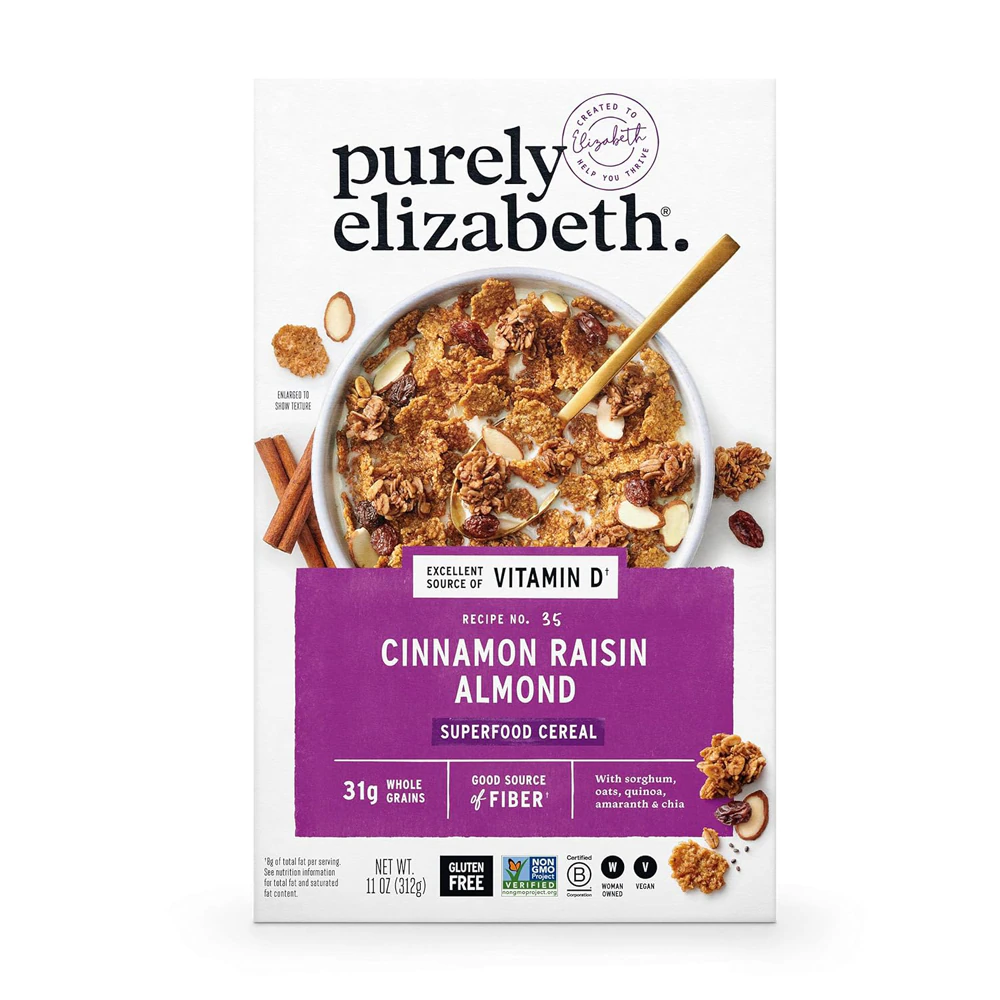 Purely Elizabeth Superfood Cereal Gluten Free Cinnamon Raisin Almond -- 11 oz