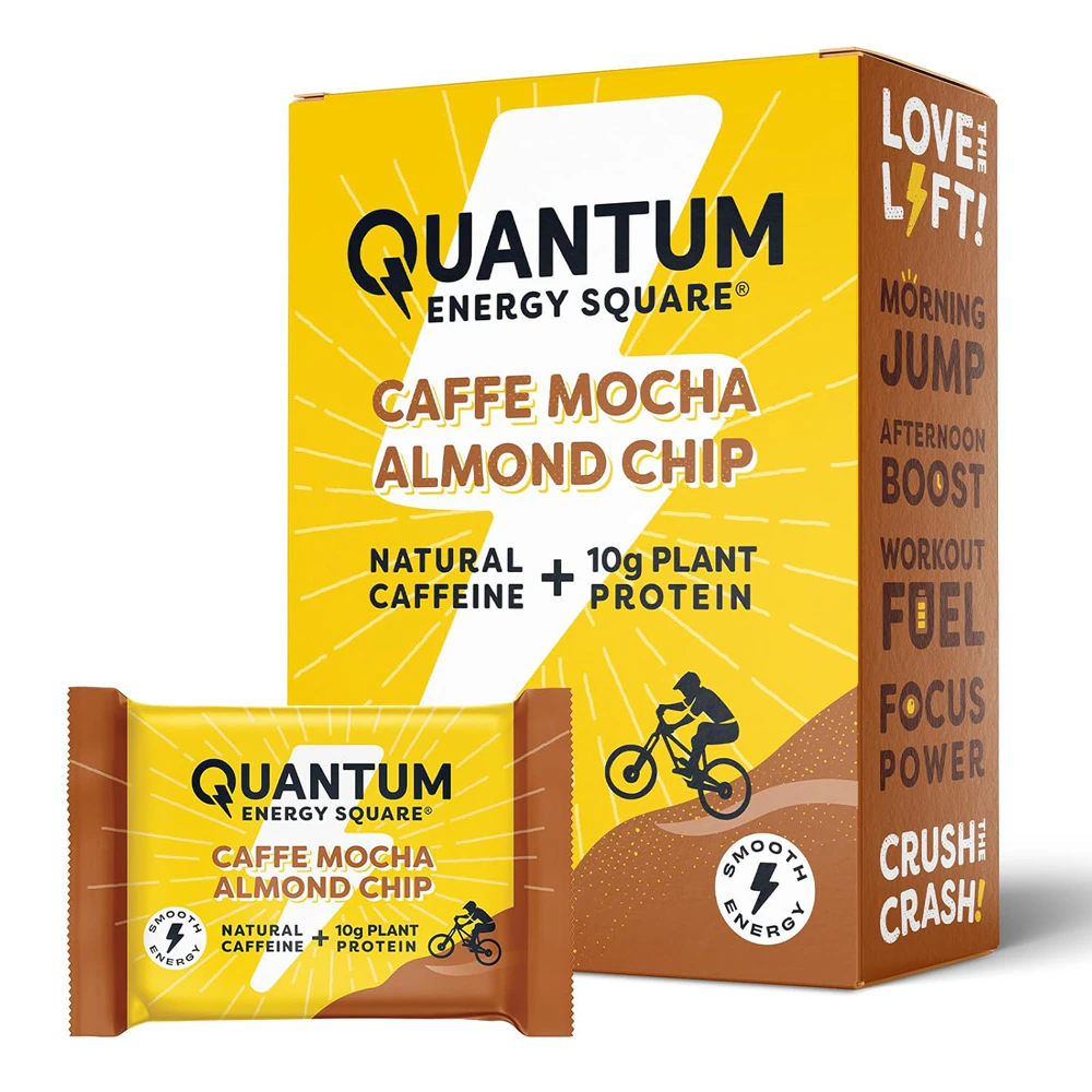 Quantum Energy Square Caffeine & Protein Bars Caffe Mocha Almond Chip -- 8 Bars