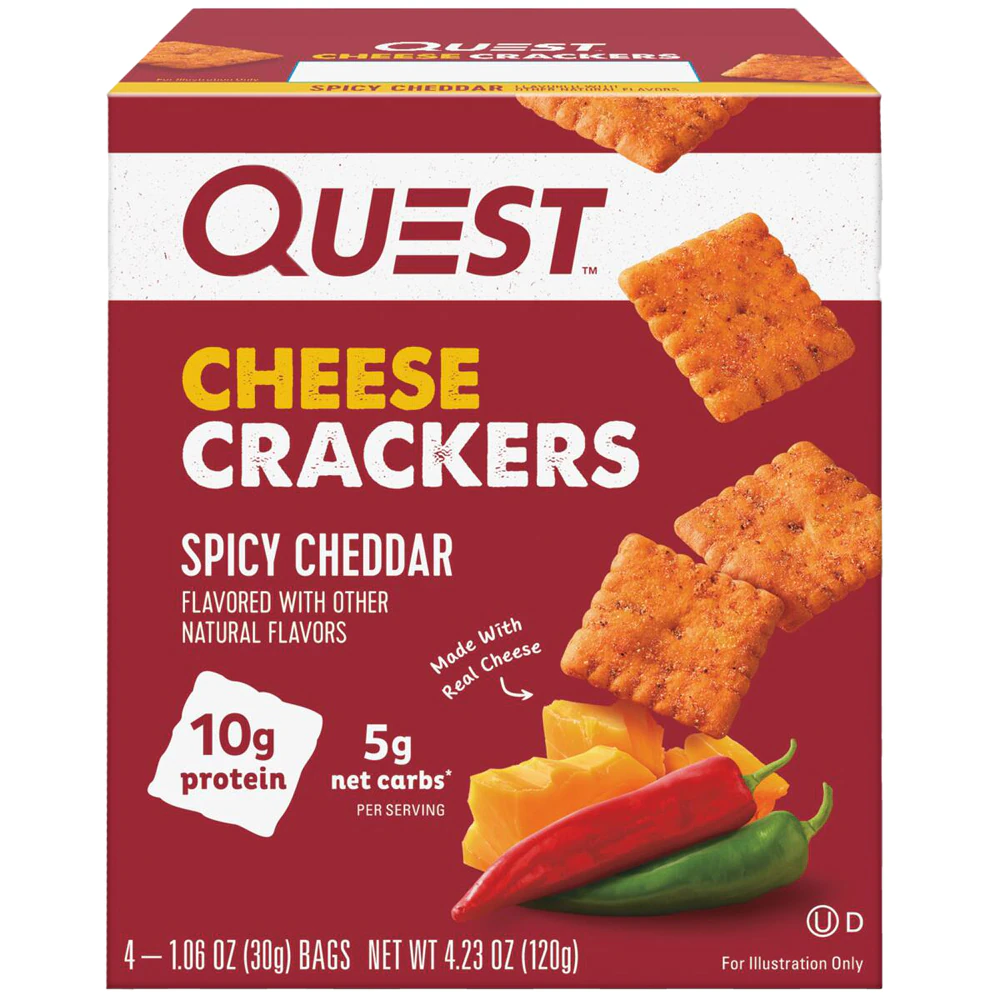 Quest Nutrition Spicy Cheddar Cheese Crackers -- 4 Bags