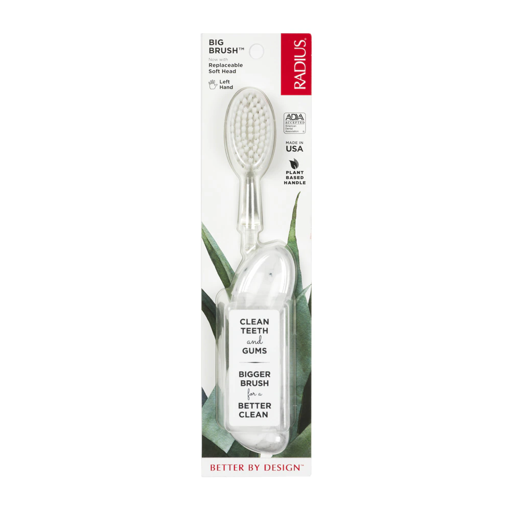 Radius Big Brush Toothbrush with Replaceable Head -Soft -Left Hand -- 1 Toothbrush