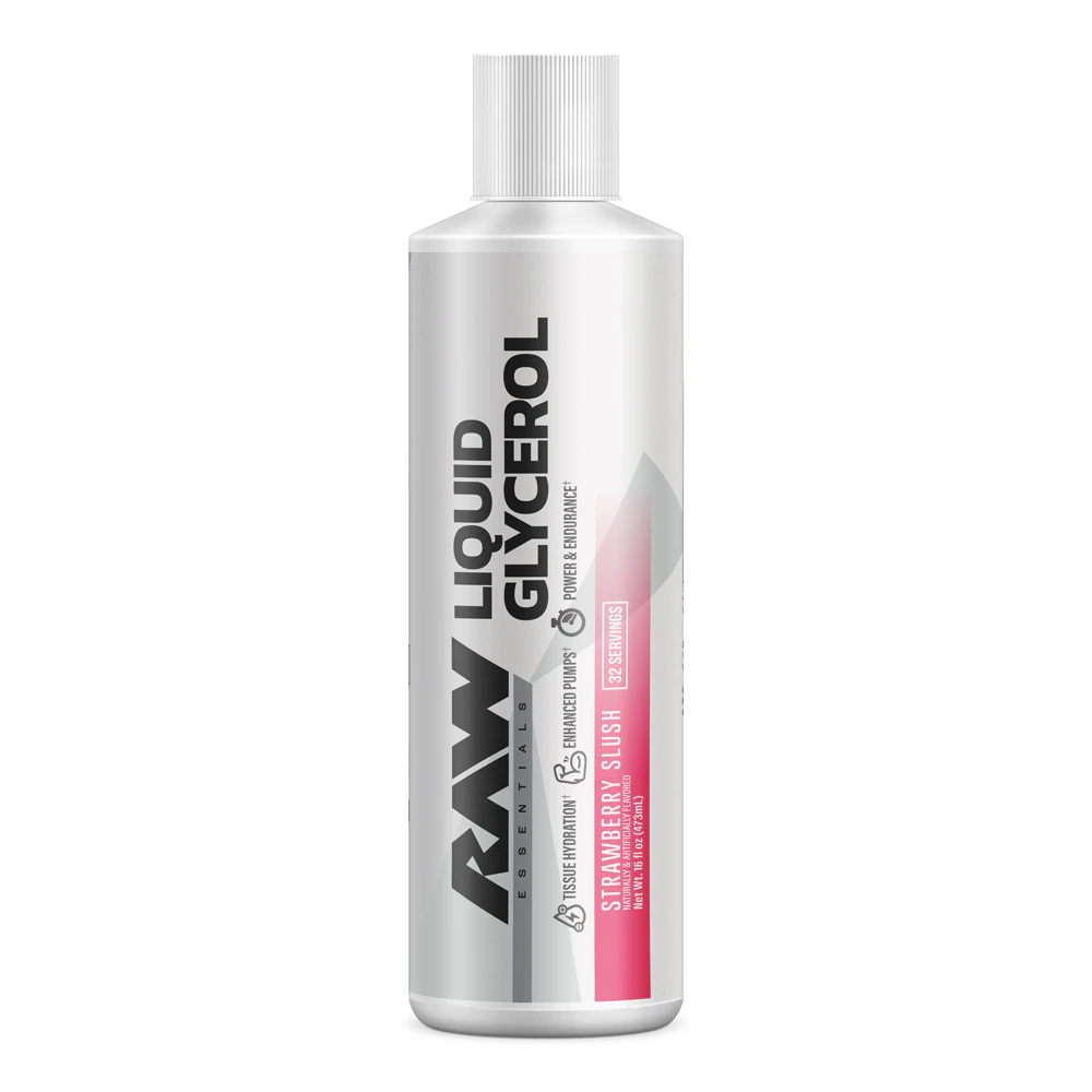 RAW Nutrition Essentials Liquid Glycerol - For Power Endurance Tissue Hydration Strawberry Slush -- 16 fl oz - 32 Servings