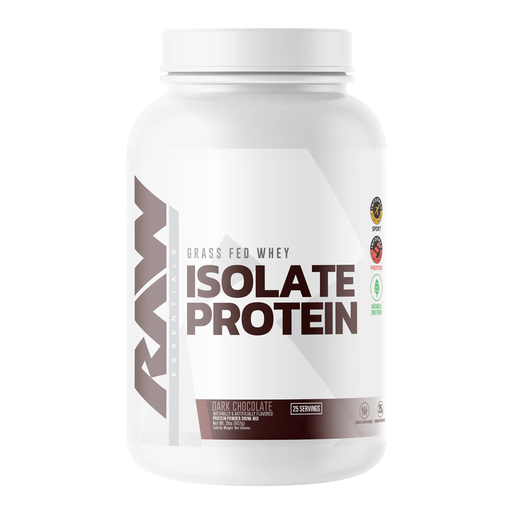 RAW Nutrition Grass Fed Whey Isolate Protein - Informed Sport Certified Dark Chocolate -- 25 Servings