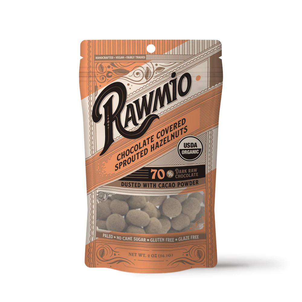 Rawmio Organic Chocolate Covered Sprouted Hazelnuts -- 2 oz