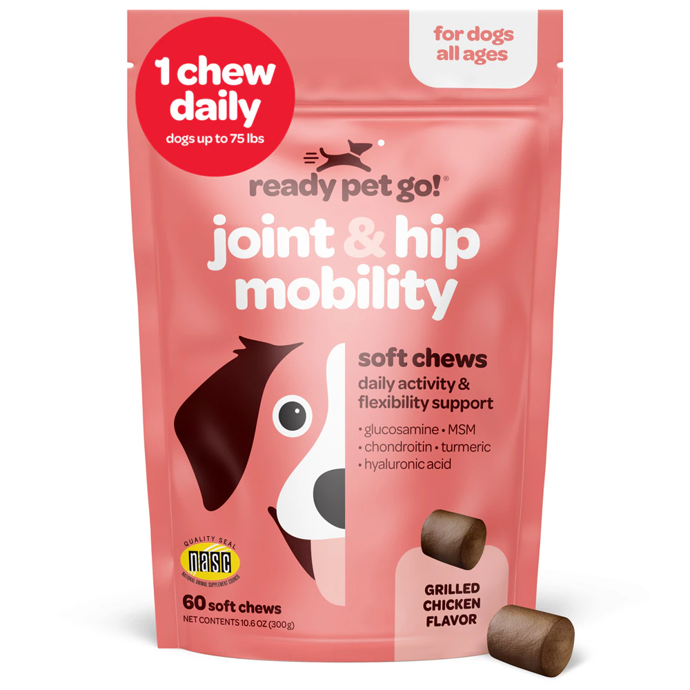 Ready Pet Go! Joint & Hip Mobility Chews for Dogs Grilled Chicken -- 60 Soft Chews
