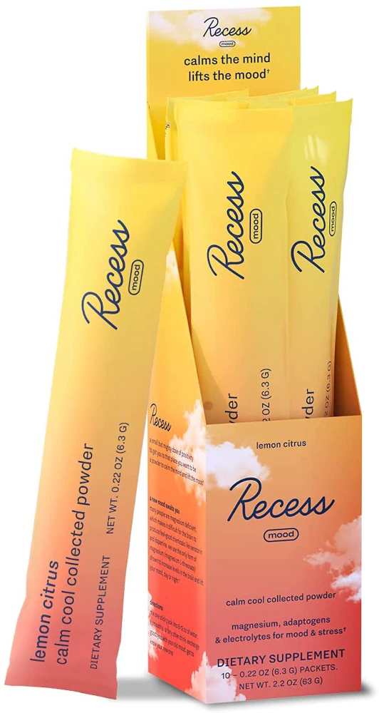 Recess Mood Sticks Lemon Citrus -- 0.14 oz Each / Pack of 10 Stick Packs
