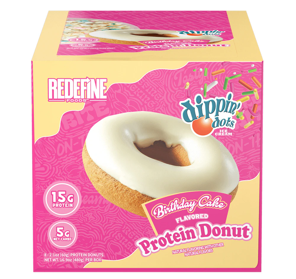 Redefine Foods Protein Donut - Dippin' Dots Birthday Cake -- 8 Donuts